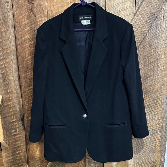 Sag Harbor 100% Pure Wool Size 18 Black Blazer - E9 - Picture 1 of 13